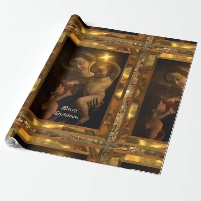 Papel De Regalo Navidad brillante de Jesús del bebé dulce (30 (Desenrollado)