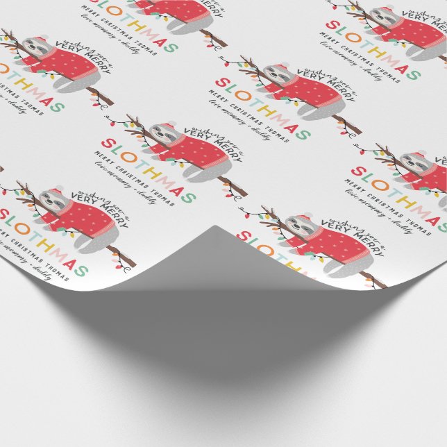 Papel De Regalo Navidad brillante de la pereza de la diversión (Esquina)