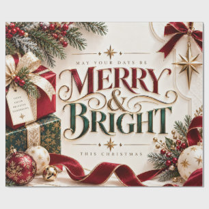 Papel De Regalo Navidad Burgundy Alegre y Brillante
