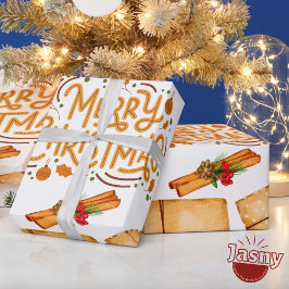 Papel De Regalo Navidad Canela Pino Invernal Nostálgico