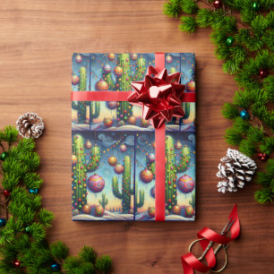 Papel De Regalo Navidad Caprichosa Cactus Saguaro del Suroeste