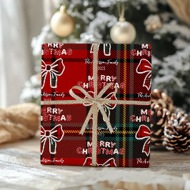 Papel De Regalo Navidad caprichosa de cuadros rojos retro