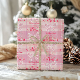 Papel De Regalo Navidad caprichosa de cuadros rosa retro