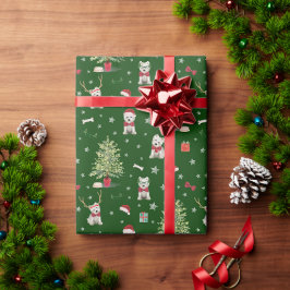 Papel De Regalo Navidad caprichosa de Westie blanco