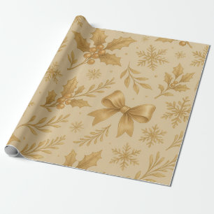 Papel De Regalo Navidad Champán Dorado Metálico de Lujo