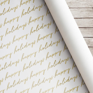 Papel De Regalo Navidad con Caligrafía Dorada Moderna