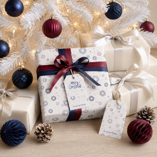 Papel De Regalo Navidad con copos de nieve en capas de azul marino