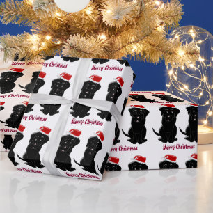 Papel De Regalo Navidad con Labrador Negro