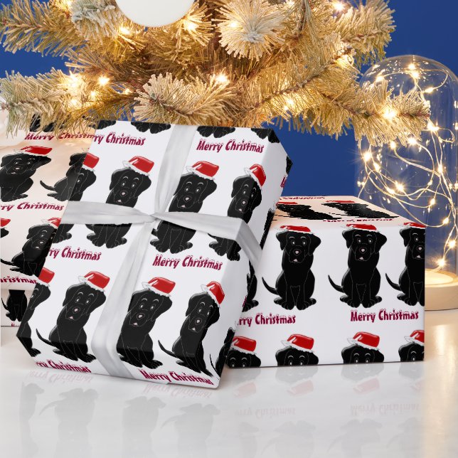 Papel De Regalo Navidad con Labrador Negro (Vacaciones)
