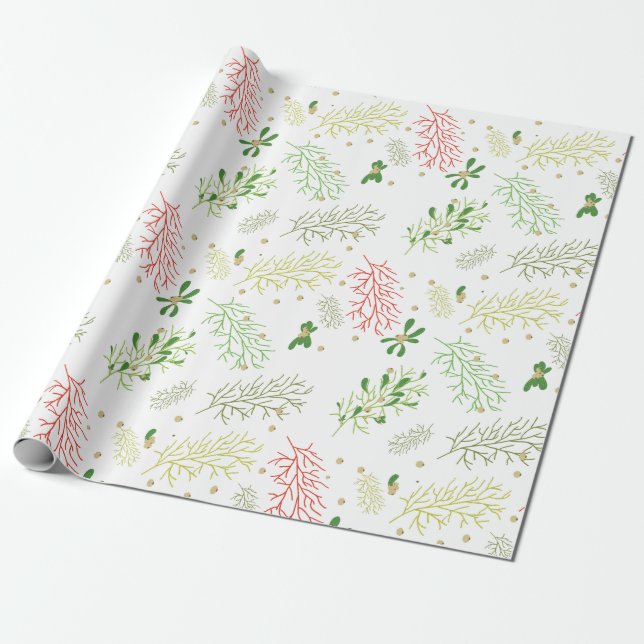 Papel De Regalo Navidad con muérdago  (Desenrollado)