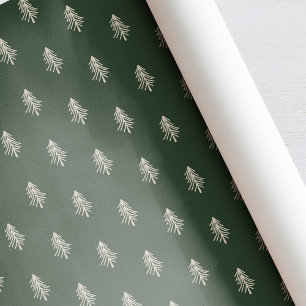 Papel De Regalo Navidad con Pinos Verdes Rústicos y Beige