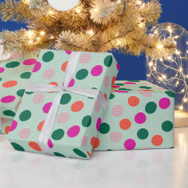 Papel De Regalo Navidad con tema de Pickleball en menta y rosa