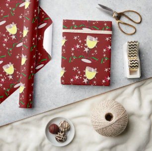 Papel De Regalo Navidad con Vino Blanco