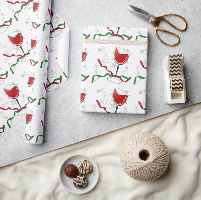 Papel De Regalo Navidad con Vino Tinto (Artesanía)