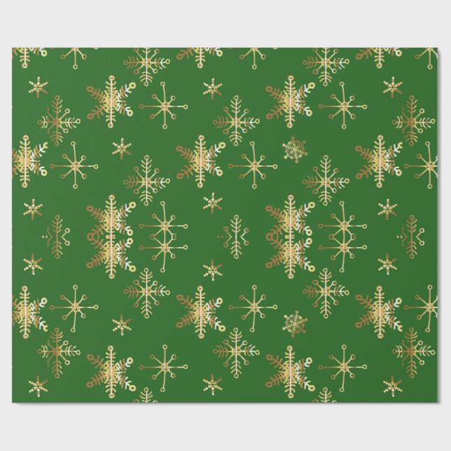 Papel De Regalo Navidad Copo de Nieve Dorado (Superficie plana)