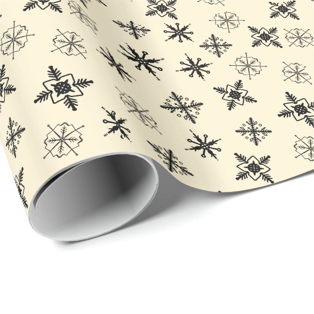 Papel De Regalo Navidad Copos de Nieve Simples (Esquina del rollo)
