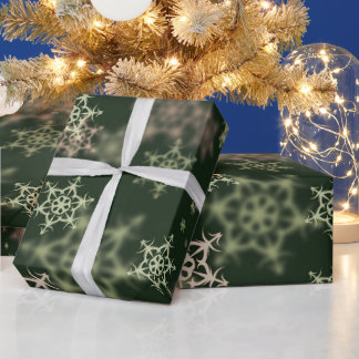 Papel De Regalo Navidad Copos de Nieve Verdes Fiesta