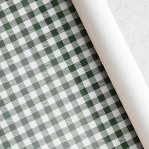 Papel De Regalo Navidad Cuadro Búfalo Verde Oscuro