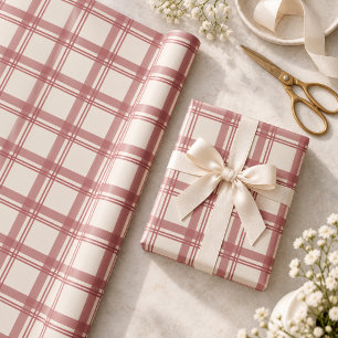 Papel De Regalo Navidad Cuadros Escoceses Rojo Polvoriento