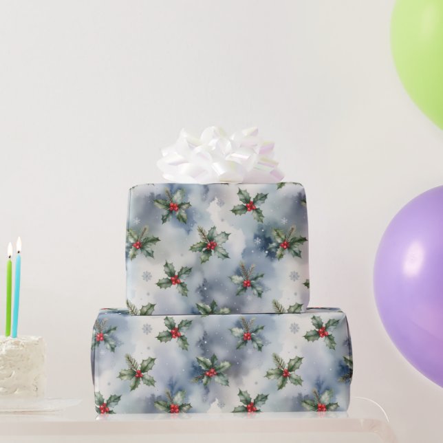 Papel De Regalo Navidad de Acebo de Invierno (Regalos de fiesta)
