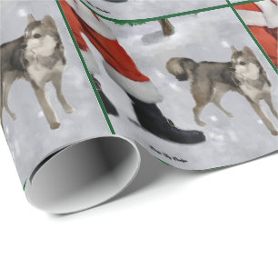 Papel De Regalo Navidad de Alaska de Klee Kai feliz