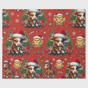 Papel De Regalo Navidad de animales de granja gruñones
