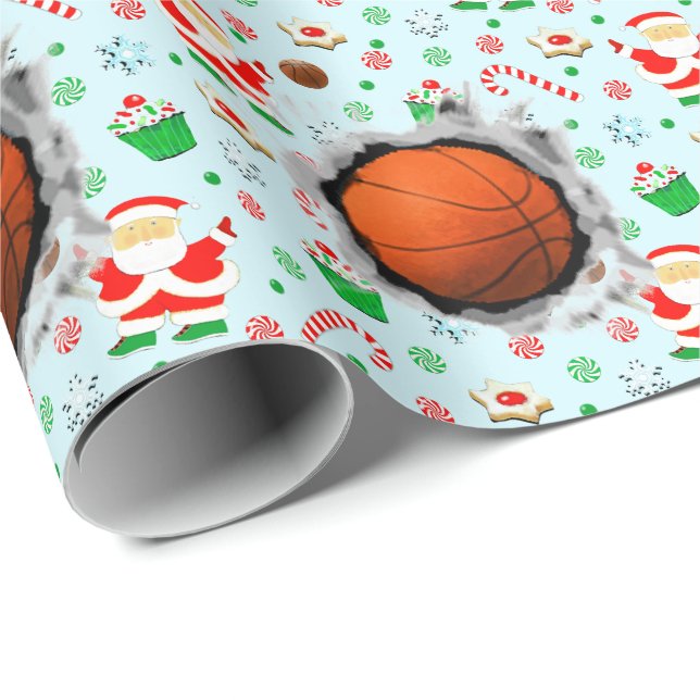 Papel De Regalo Navidad de baloncesto (Esquina del rollo)