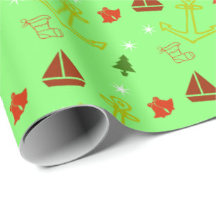 Papel De Regalo Navidad de barco de vela náutico  