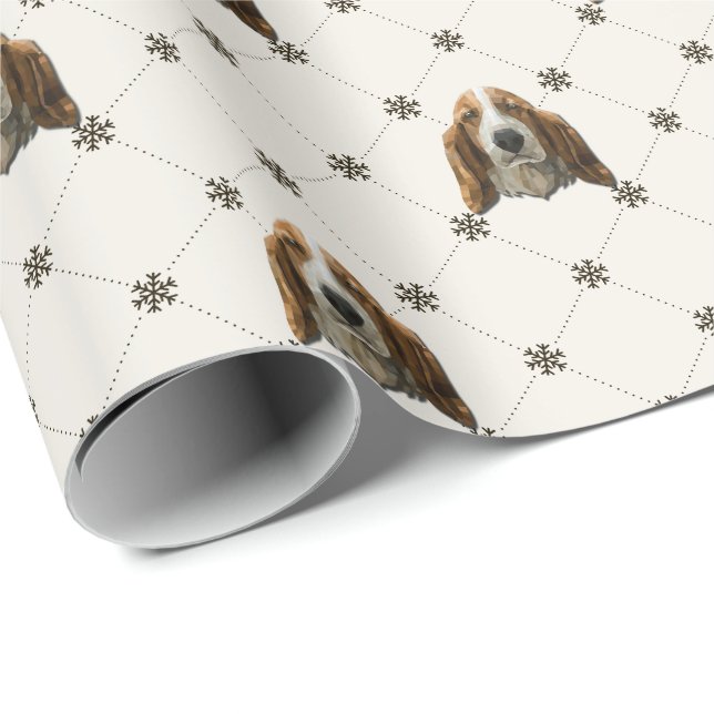 Papel De Regalo Navidad de Basset Hound (Esquina del rollo)