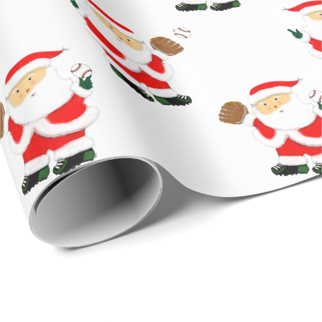 Papel De Regalo Navidad de béisbol (Esquina del rollo)