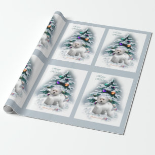 Papel De Regalo Navidad de Bichon Frise