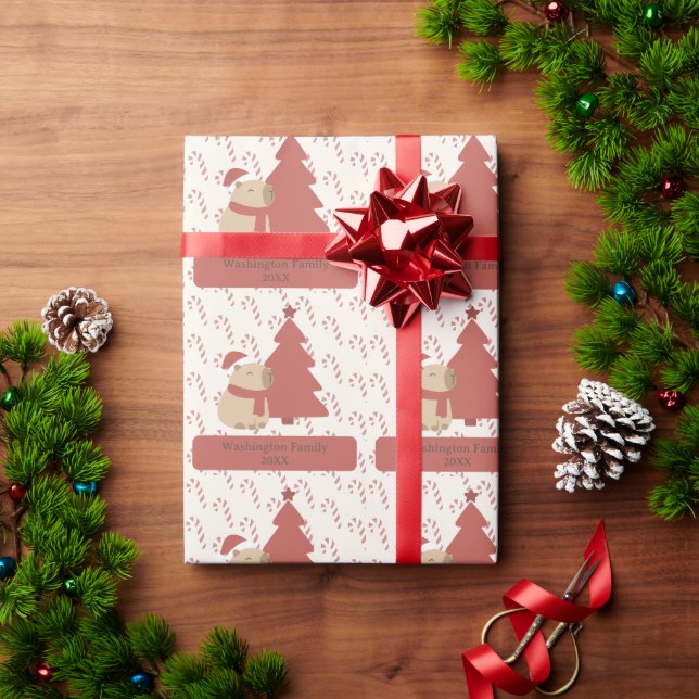 Papel De Regalo Navidad de Capybara Acogedora Personalizada (Regalo de vacaciones)