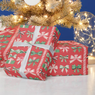 Papel De Regalo Navidad de cinta blanca y verde alegre