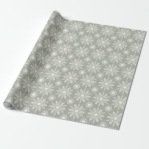 Papel De Regalo Navidad de copo de nieve rústico crema y salvia