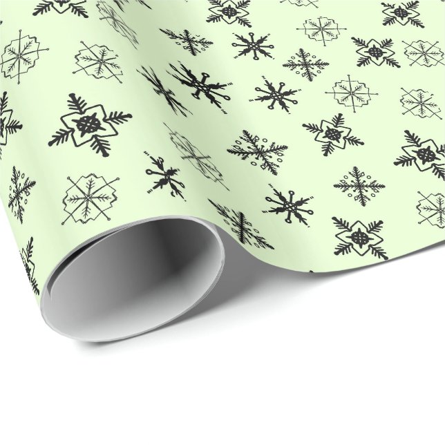 Papel De Regalo Navidad de Copos de Nieve Simples (Esquina del rollo)