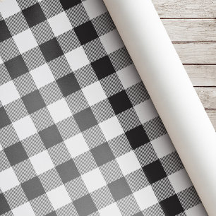 Papel De Regalo Navidad de Cuadro de Búfalo en Blanco y Negro