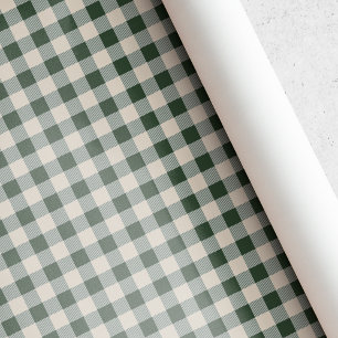 Papel De Regalo Navidad de Cuadro de Búfalo Verde Oscuro y Beige