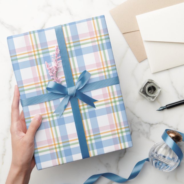 Papel De Regalo Navidad de Cuadro Gingham Rosa Simple (Regalar)