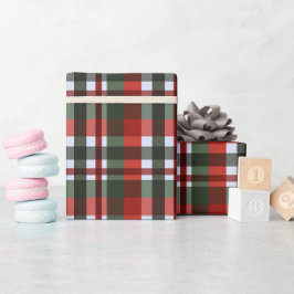 Papel De Regalo Navidad de Cuadros Rojos y Verdes