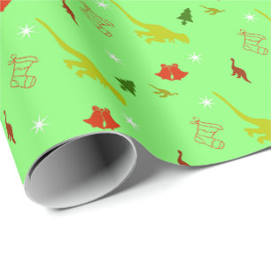 Papel De Regalo Navidad de dinosaurio festivo