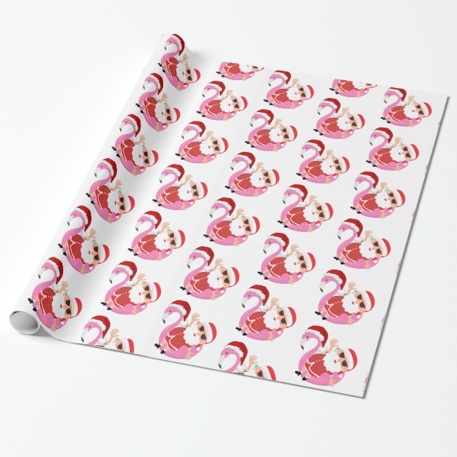 Papel De Regalo Navidad de Flamenco Santa Tropical (Desenrollado)