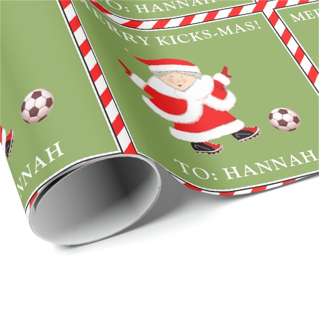 Papel De Regalo Navidad de fútbol personalizada (Esquina del rollo)