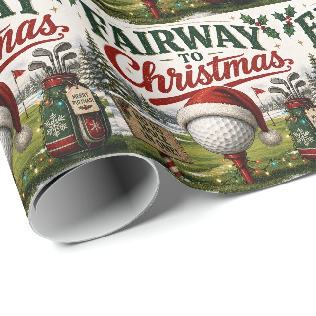 Papel De Regalo Navidad de golf para golfista (Esquina del rollo)