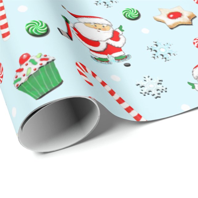 Papel De Regalo Navidad de hockey (Esquina del rollo)