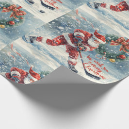 Papel De Regalo Navidad de Hockey con Santa Claus
