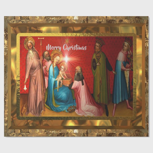 Papel De Regalo Navidad de Jesús del bebé que visita (15 pies) (Superficie plana)