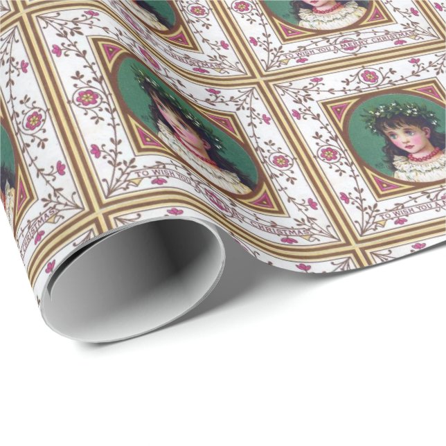 Papel De Regalo Navidad de Kate Greenaway del Victorian del (Esquina del rollo)