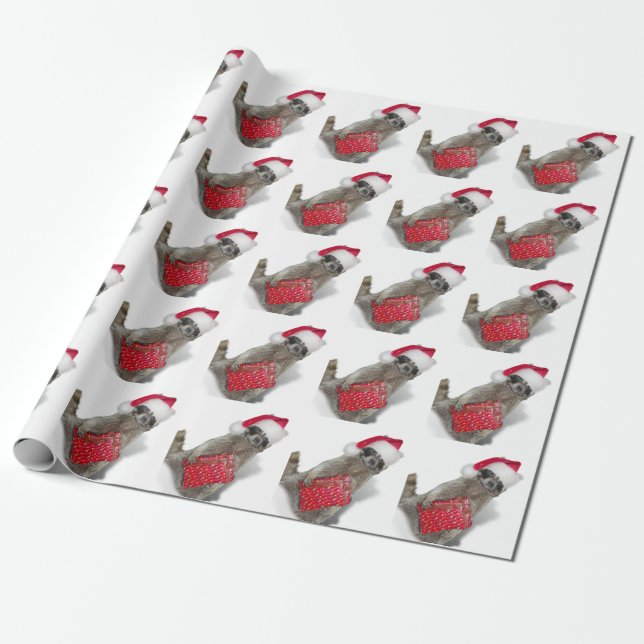 Papel De Regalo Navidad de la Bandida Mapache Santa (Desenrollado)
