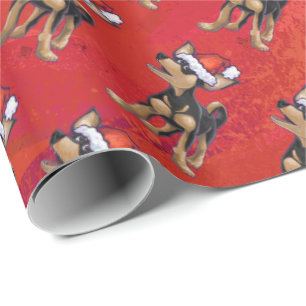 Papel De Regalo Navidad de la chihuahua en rojo