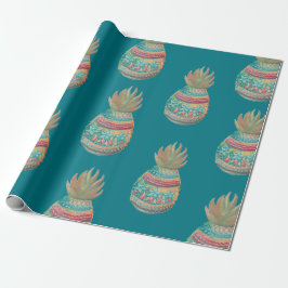 Papel De Regalo Navidad de la piña que envuelve la aguamarina